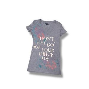 Heather Purplish Gray and Pink Short Sleeve V-Neck Tee